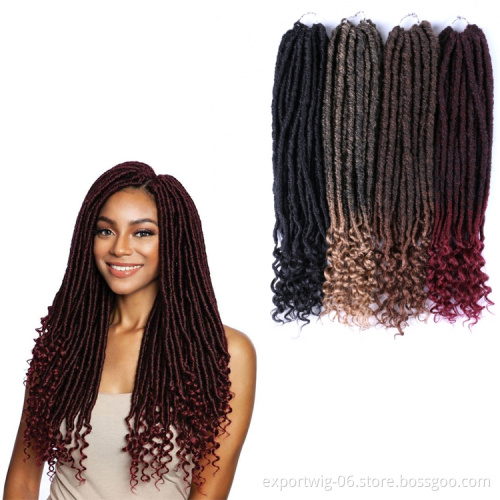 Crochet gypsy goddess faux locs Braiding Hair Extension with Curly Ends Synthetic Hair Straight Goddess Faux Locs Crochet Hair